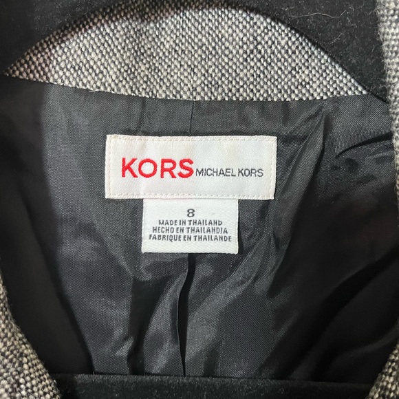 Kors Micheal Kors Black Tweed Jacket Leather Trim Size 8 - Picture 5 of 6